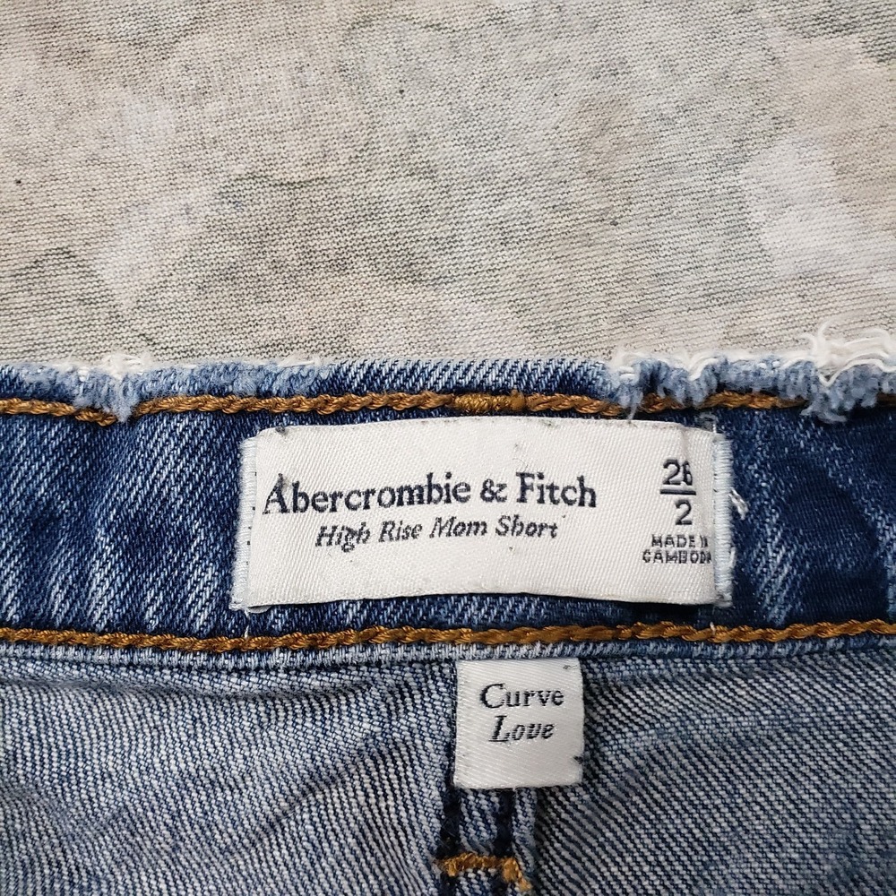 Abercrombie and Fitch Shorts Womens 26/2 Blue High Rise Mom Pockets Denim - Picture 6 of 9